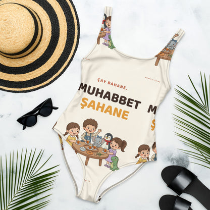 Çay Bahane, Muhabbet Şahane All-Over Print One-Piece Swimsuit, Roots & Talks - lifestyle photo 1