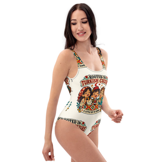 Rooted in Turkish Culture All-Over Print One-Piece Swimsuit, Roots & Talks - lifestyle photo 3