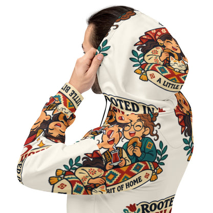 Rooted in Turkish Culture All-Over Print Recycled Unisex Hoodie, Roots & Talks - lifestyle photo 3
