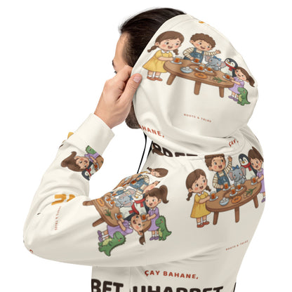 Çay Bahane, Muhabbet Şahane All-Over Print Recycled Unisex Hoodie, Roots & Talks - lifestyle photo 3