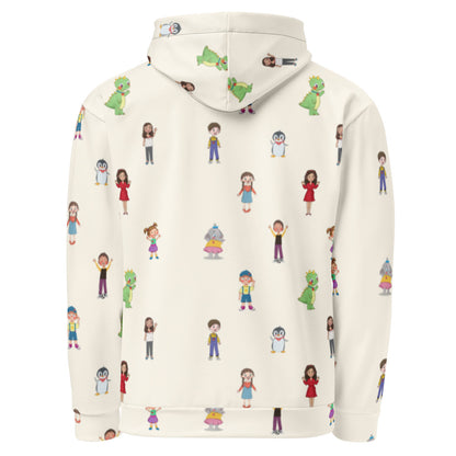 Roots & Talks Characters All-Over Print Recycled Unisex Hoodie - product photo