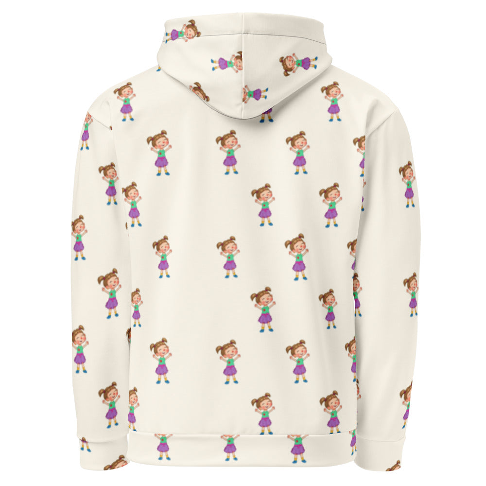 Ela Character All-Over Print Recycled Unisex Hoodie, Roots & Talks - product photo