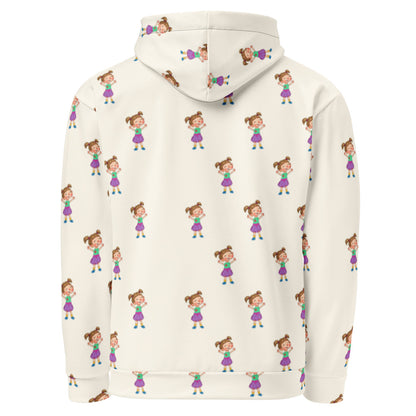 Ela Character All-Over Print Recycled Unisex Hoodie, Roots & Talks - product photo