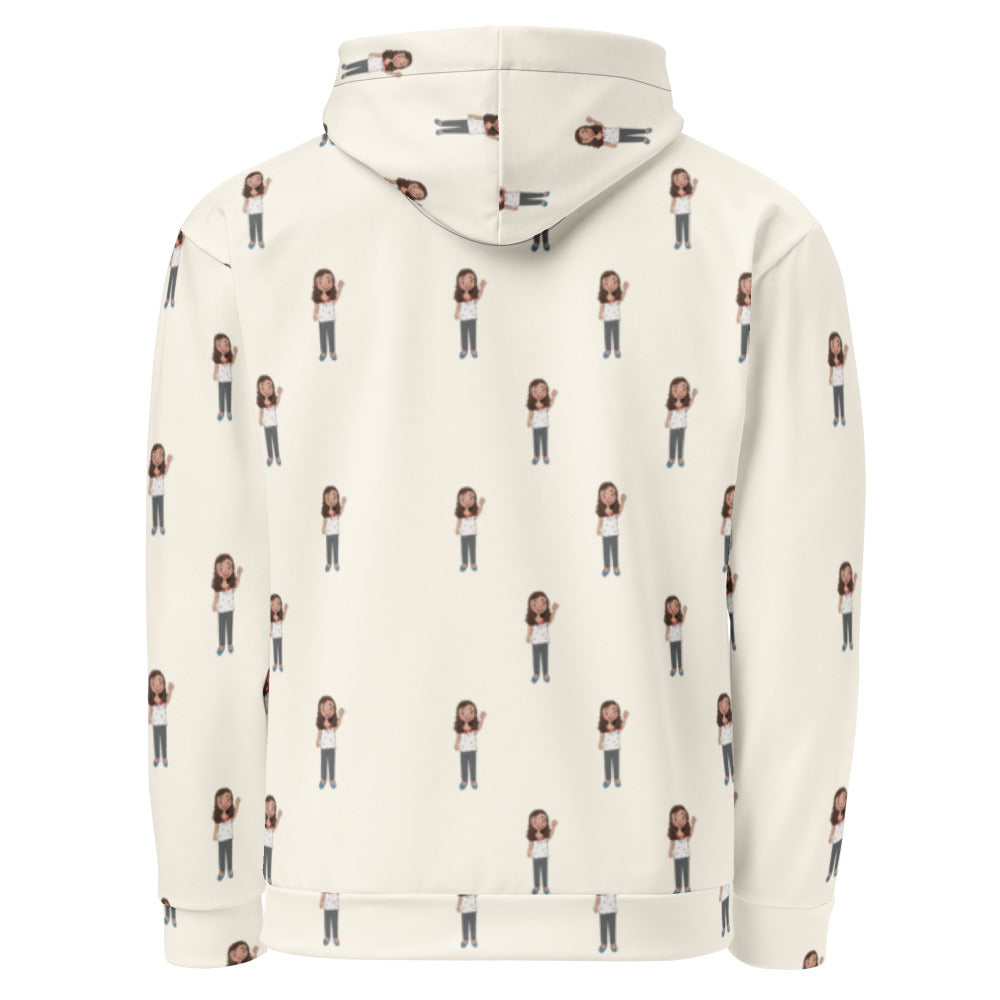 Defne Character All-Over Print Recycled Unisex Hoodie, Roots & Talks - product photo
