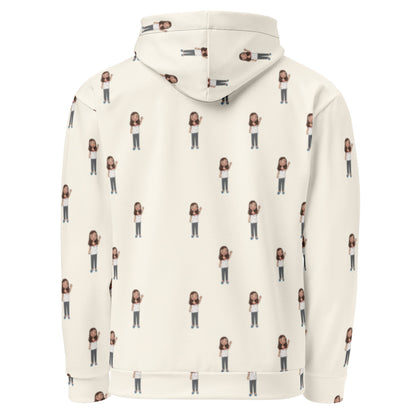 Defne Character All-Over Print Recycled Unisex Hoodie, Roots & Talks - product photo