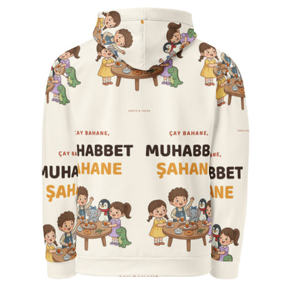 Çay Bahane, Muhabbet Şahane All-Over Print Recycled Unisex Hoodie, Roots & Talks - product photo