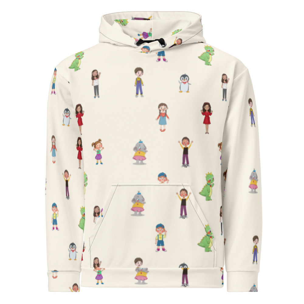 Roots & Talks Characters All-Over Print Recycled Unisex Hoodie - product photo