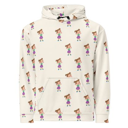 Ela Character All-Over Print Recycled Unisex Hoodie, Roots & Talks - product photo