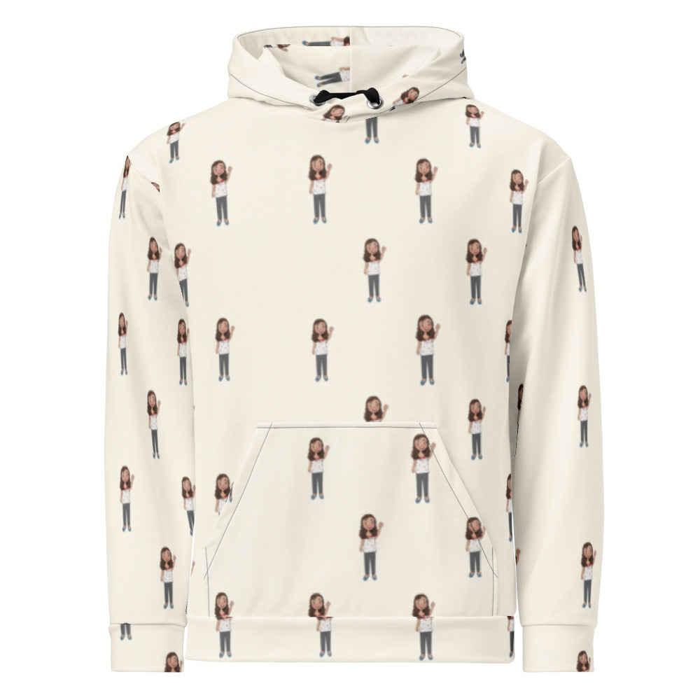 Defne Character All-Over Print Recycled Unisex Hoodie, Roots & Talks - product photo