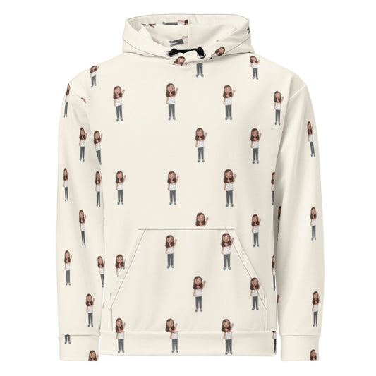 Defne Character All-Over Print Recycled Unisex Hoodie, Roots & Talks - product photo