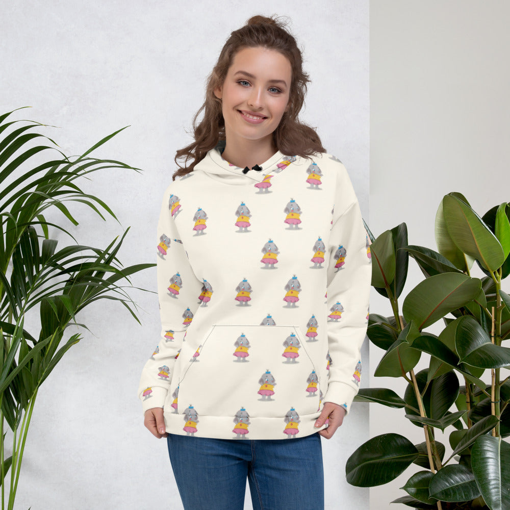 Filiz Elephant All-Over Print Recycled Unisex Hoodie, Roots & Talks - lifestyle photo 2
