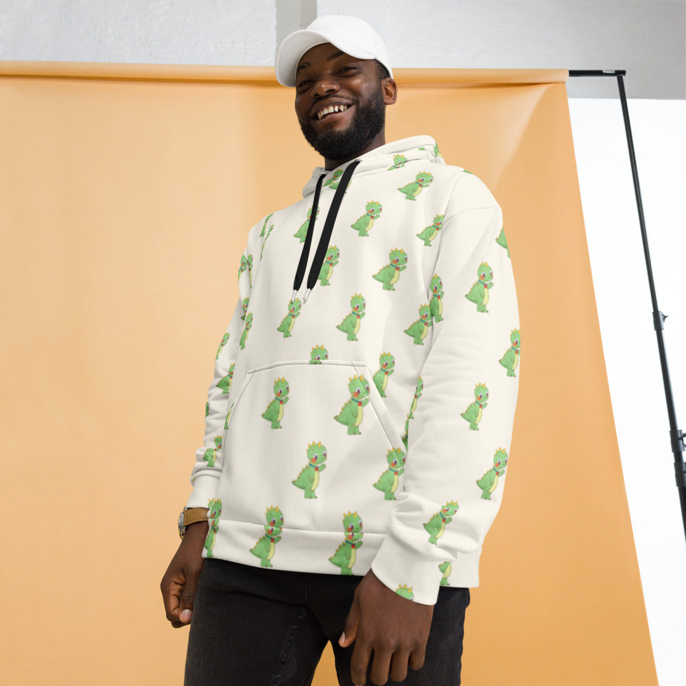 Dino Dinosaur All-Over Print Recycled Unisex Hoodie, Roots & Talks - lifestyle photo 1