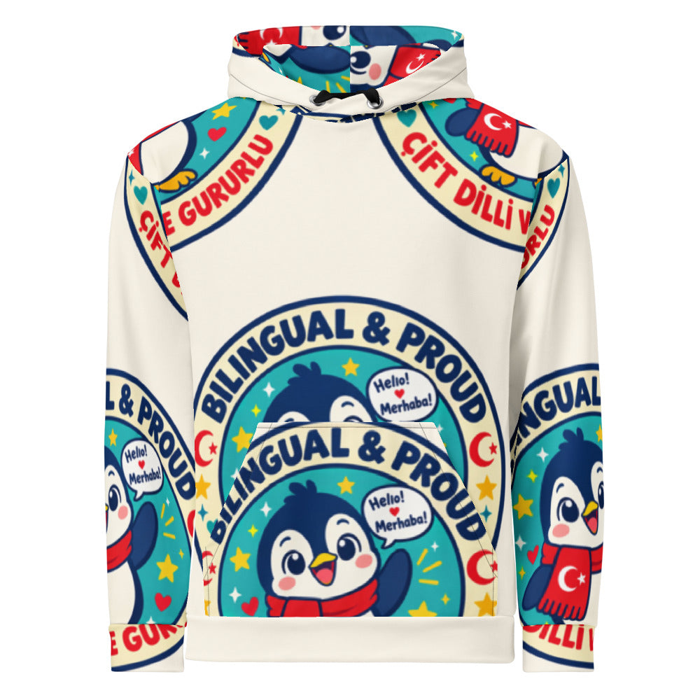Bilingual & Proud All-Over Print Recycled Unisex Hoodie, Roots & Talks - product photo