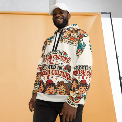 Rooted in Turkish Culture All-Over Print Recycled Unisex Hoodie, Roots & Talks - lifestyle photo 2