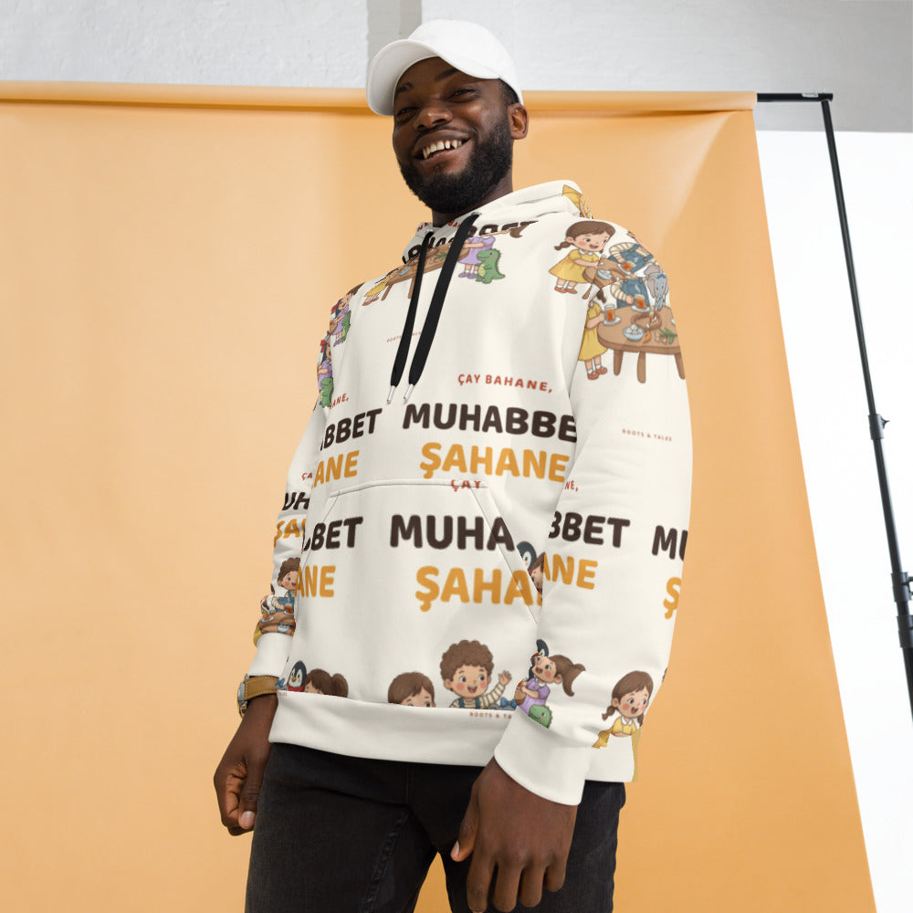 Çay Bahane, Muhabbet Şahane All-Over Print Recycled Unisex Hoodie, Roots & Talks - lifestyle photo 2