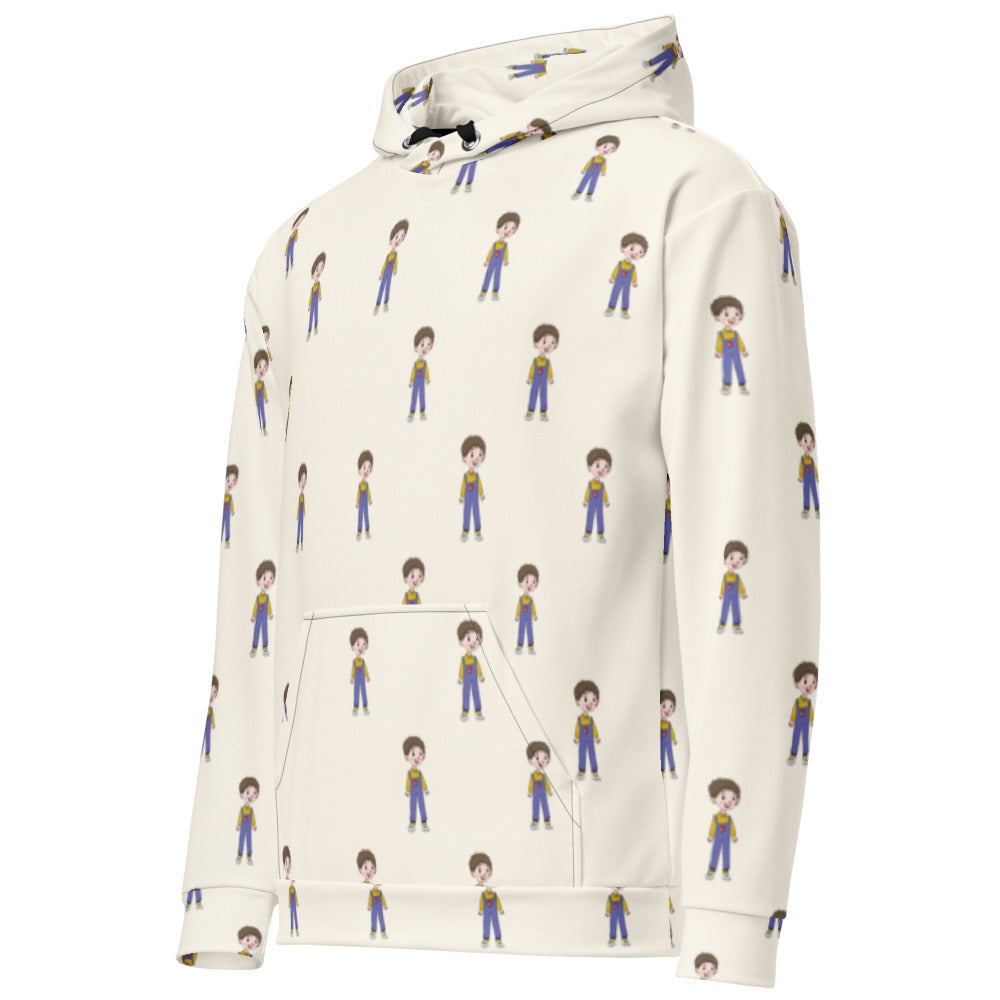 Ahmet Character All-Over Print Recycled Unisex Hoodie, Roots & Talks - Left Front