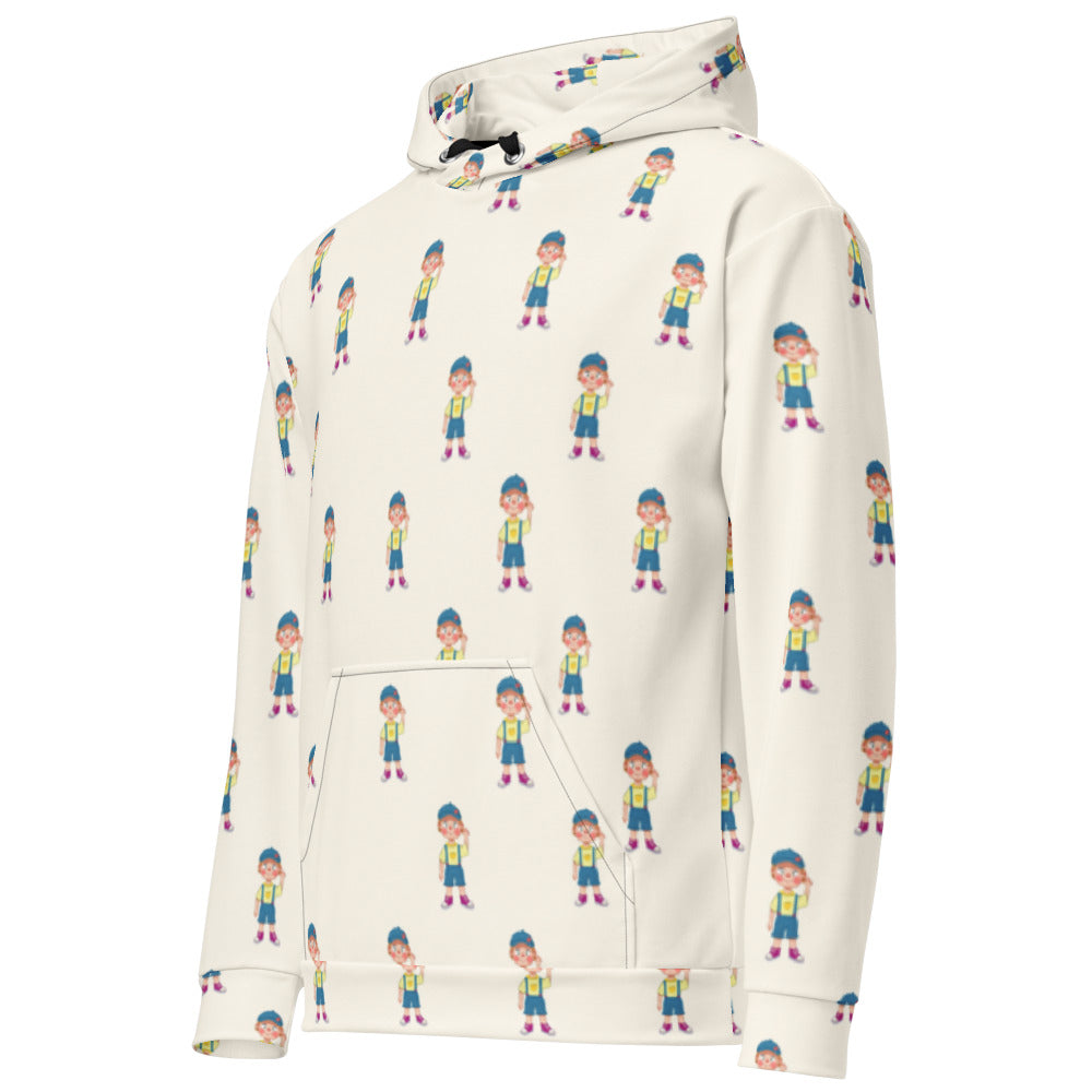 Giray Character All-Over Print Recycled Unisex Hoodie, Roots & Talks - Left Front