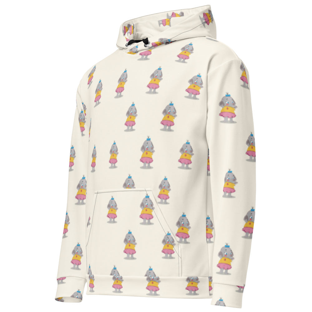 Filiz Elephant All-Over Print Recycled Unisex Hoodie, Roots & Talks - Left Front