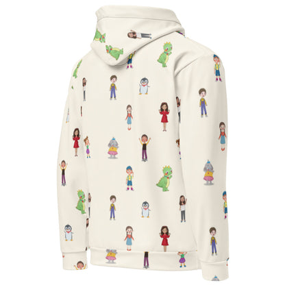 Roots & Talks Characters All-Over Print Recycled Unisex Hoodie - Right Back