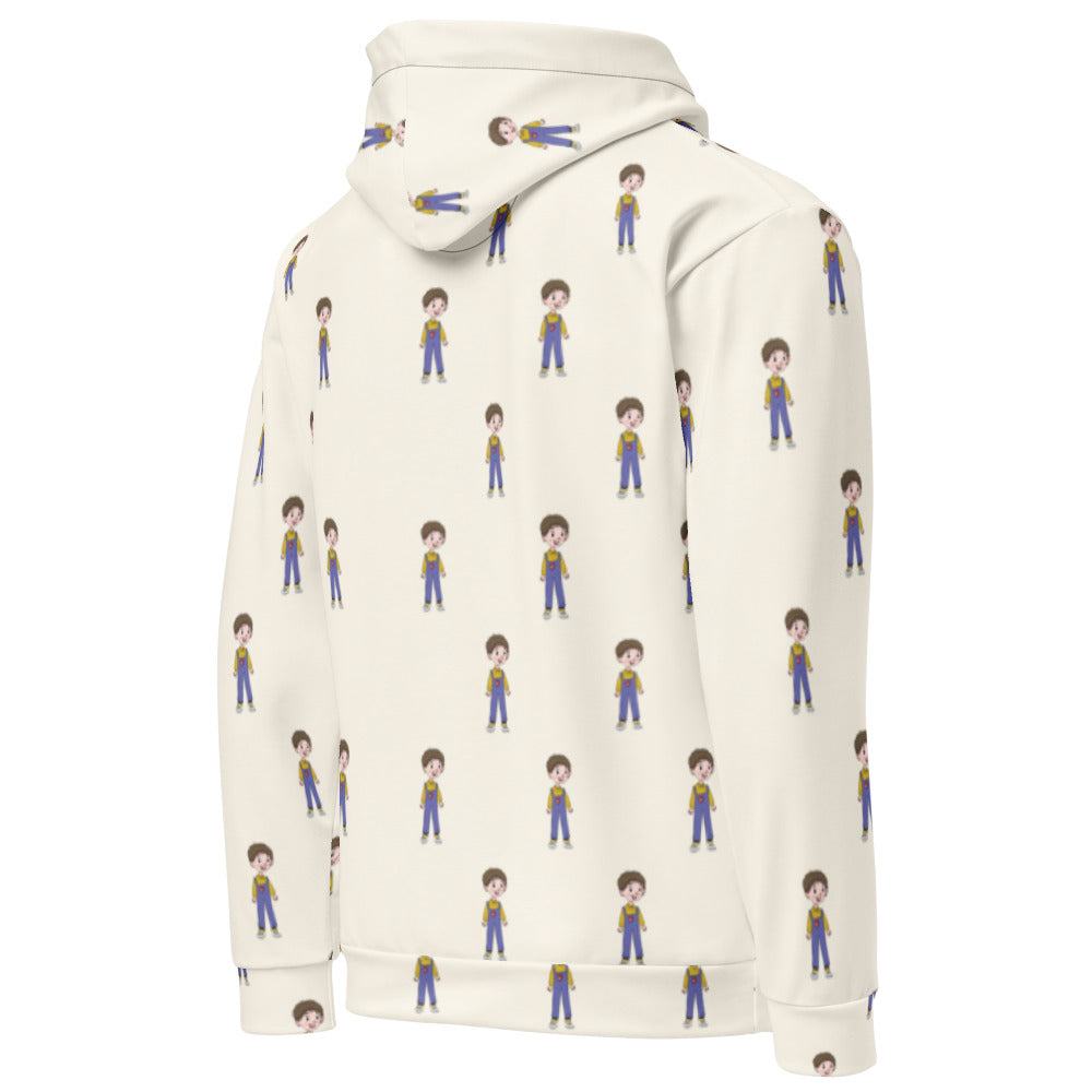 Ahmet Character All-Over Print Recycled Unisex Hoodie, Roots & Talks - Right Back