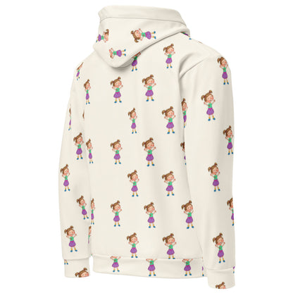 Ela Character All-Over Print Recycled Unisex Hoodie, Roots & Talks - Right Back