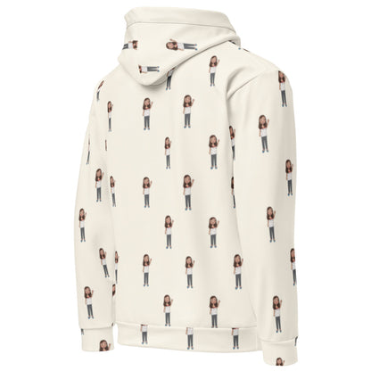 Defne Character All-Over Print Recycled Unisex Hoodie, Roots & Talks - Right Back