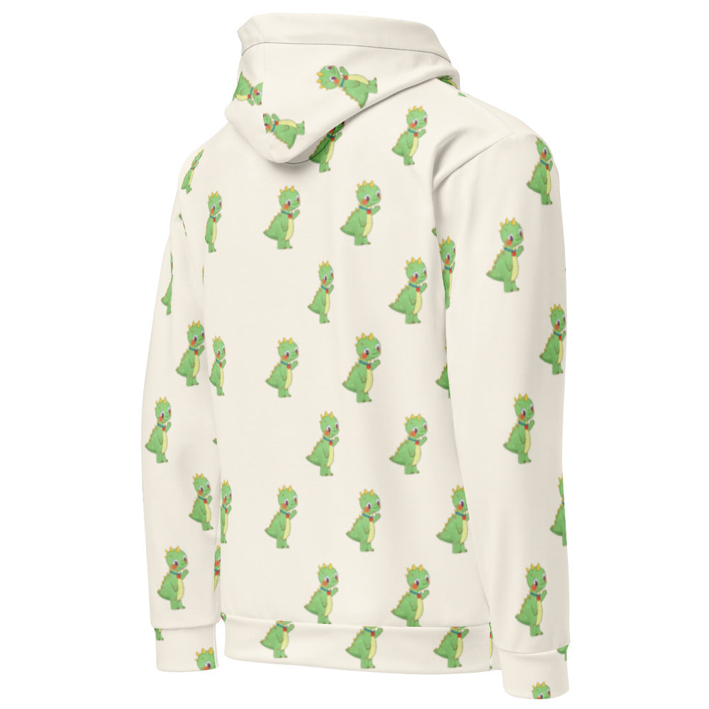 Dino Dinosaur All-Over Print Recycled Unisex Hoodie, Roots & Talks - Right Back