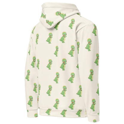Dino Dinosaur All-Over Print Recycled Unisex Hoodie, Roots & Talks - Right Back