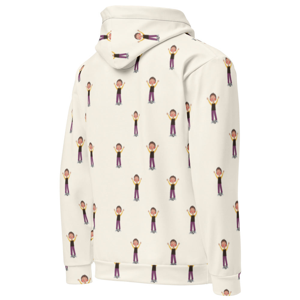 Gazi Character All-Over Print Recycled Unisex Hoodie, Roots & Talks - Right Back