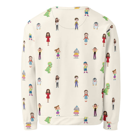 Roots & Talks Characters All-Over Print Recycled Unisex Sweatshirt - Back