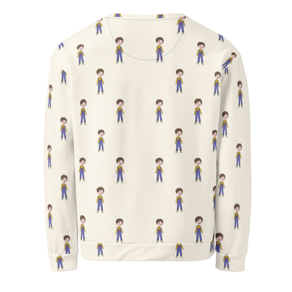 Ahmet Character All-Over Print Recycled Unisex Sweatshirt, Roots & Talks - Back