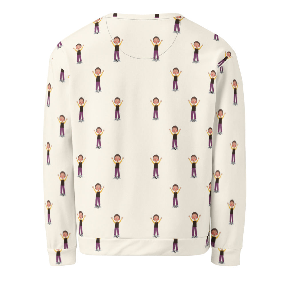 Gazi Character All-Over Print Recycled Unisex Sweatshirt, Roots & Talks - Back