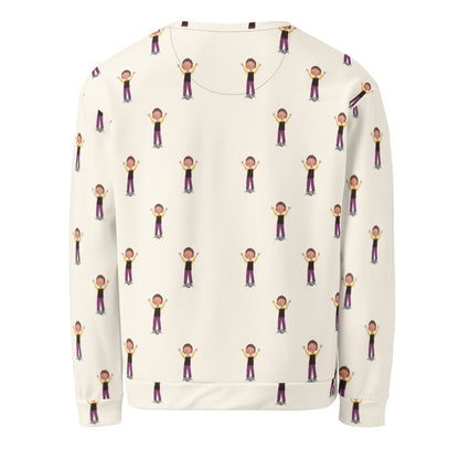 Gazi Character All-Over Print Recycled Unisex Sweatshirt, Roots & Talks - Back