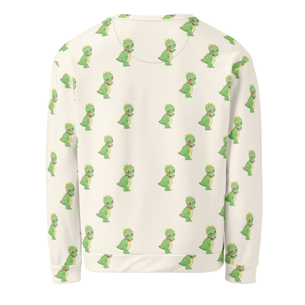 Dino Dinosaur All-Over Print Recycled Unisex Sweatshirt, Roots & Talks - Back