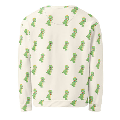 Dino Dinosaur All-Over Print Recycled Unisex Sweatshirt, Roots & Talks - Back