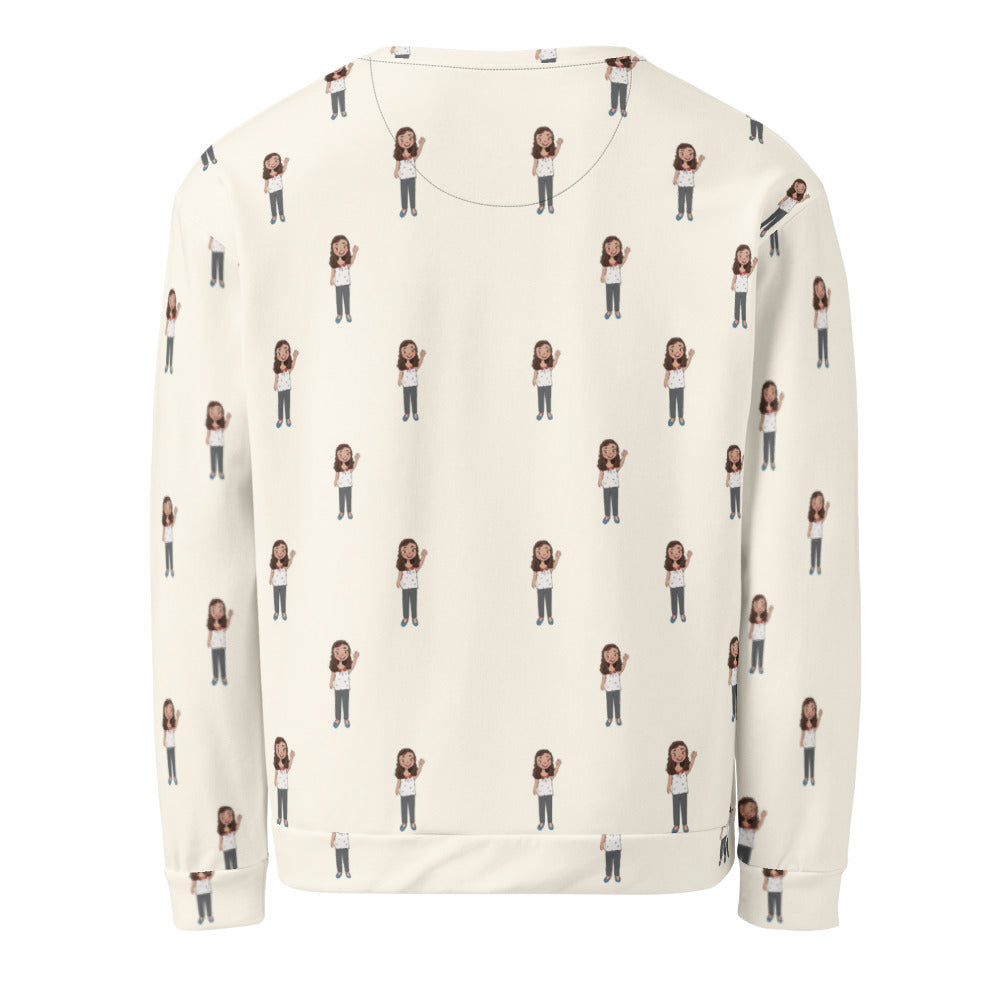 Defne Character All-Over Print Recycled Unisex Sweatshirt, Roots & Talks - Back