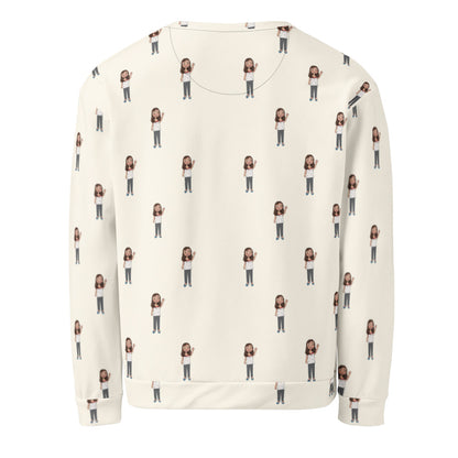 Defne Character All-Over Print Recycled Unisex Sweatshirt, Roots & Talks - Back