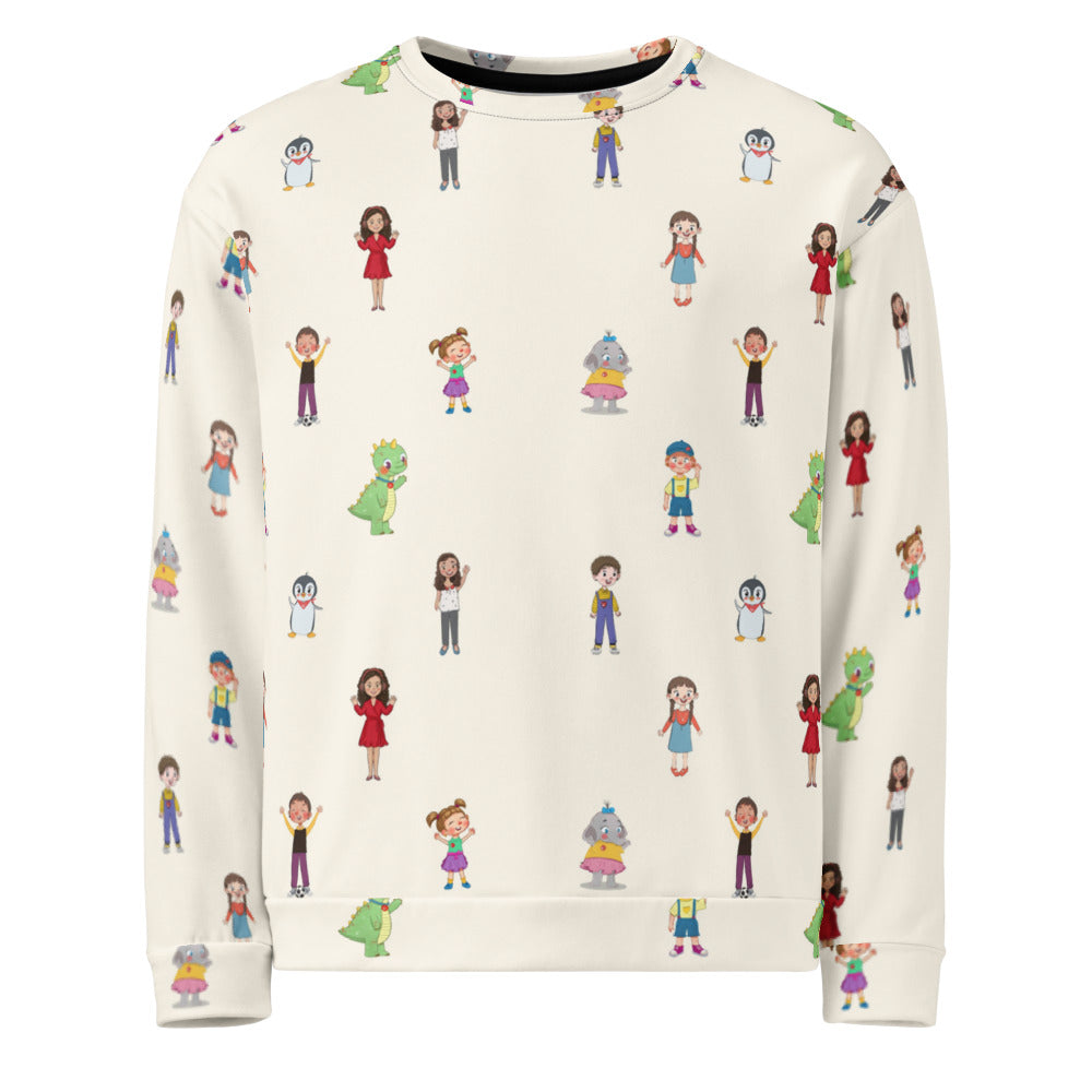 Roots & Talks Characters All-Over Print Recycled Unisex Sweatshirt - product photo