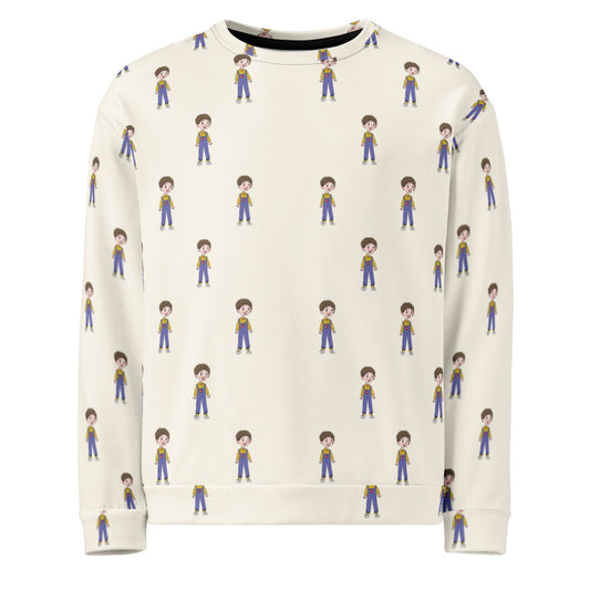 Ahmet Character All-Over Print Recycled Unisex Sweatshirt, Roots & Talks - product photo