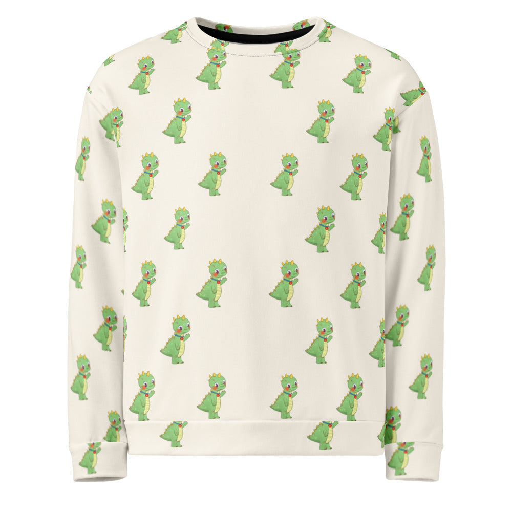 Dino Dinosaur All-Over Print Recycled Unisex Sweatshirt, Roots & Talks - product photo