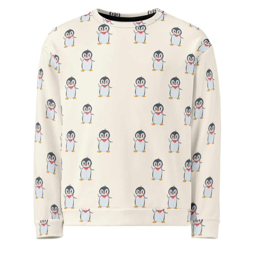 Pingucan Penguin All-Over Print Recycled Unisex Sweatshirt, Roots & Talks - product photo