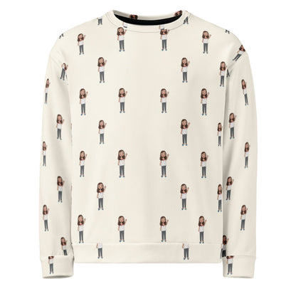 Defne Character All-Over Print Recycled Unisex Sweatshirt, Roots & Talks - product photo