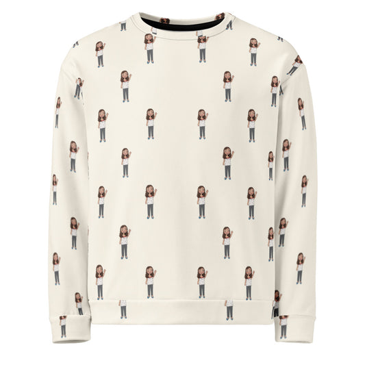 Defne Character All-Over Print Recycled Unisex Sweatshirt, Roots & Talks - product photo