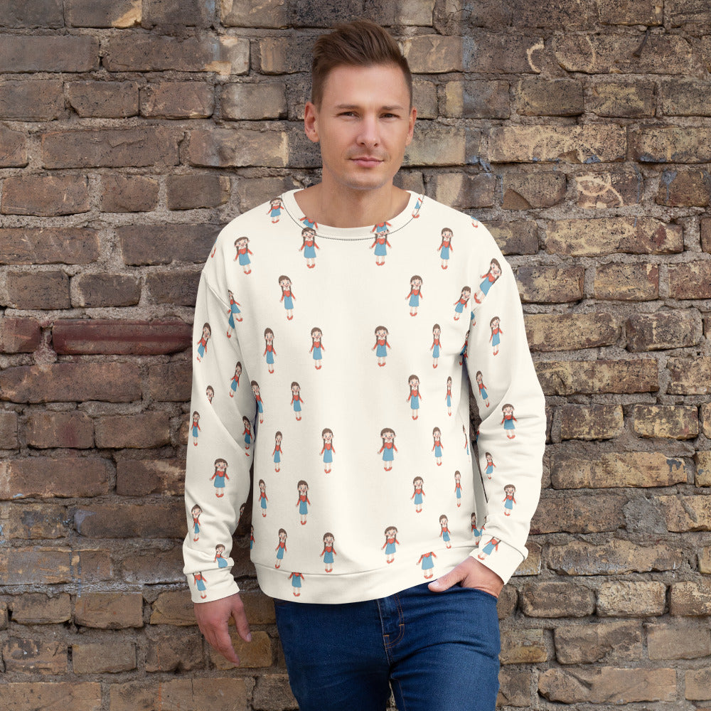 Eylül Character All-Over Print Recycled Unisex Sweatshirt, Roots & Talks - lifestyle photo 2