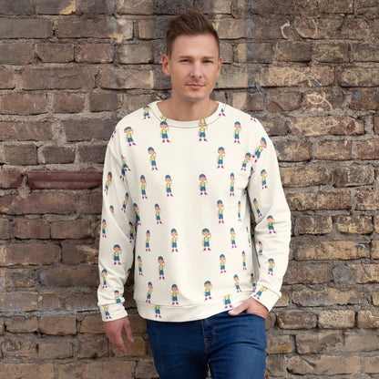 Giray Character All-Over Print Recycled Unisex Sweatshirt, Roots & Talks - lifestyle photo 2