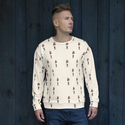 Defne Character All-Over Print Recycled Unisex Sweatshirt, Roots & Talks - lifestyle photo 1