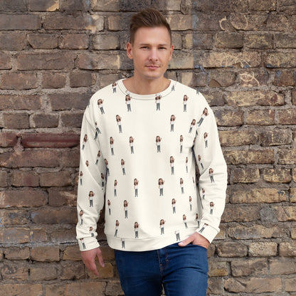 Defne Character All-Over Print Recycled Unisex Sweatshirt, Roots & Talks - lifestyle photo 2