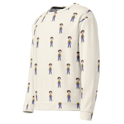 Ahmet Character All-Over Print Recycled Unisex Sweatshirt, Roots & Talks - Left Front