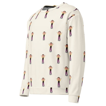 Gazi Character All-Over Print Recycled Unisex Sweatshirt, Roots & Talks - Left Front