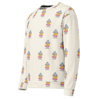 Filiz Elephant All-Over Print Recycled Unisex Sweatshirt, Roots & Talks - Left Front